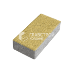 Тротуарная плитка Прямоугольник 20х10х4 см, желтая на камне